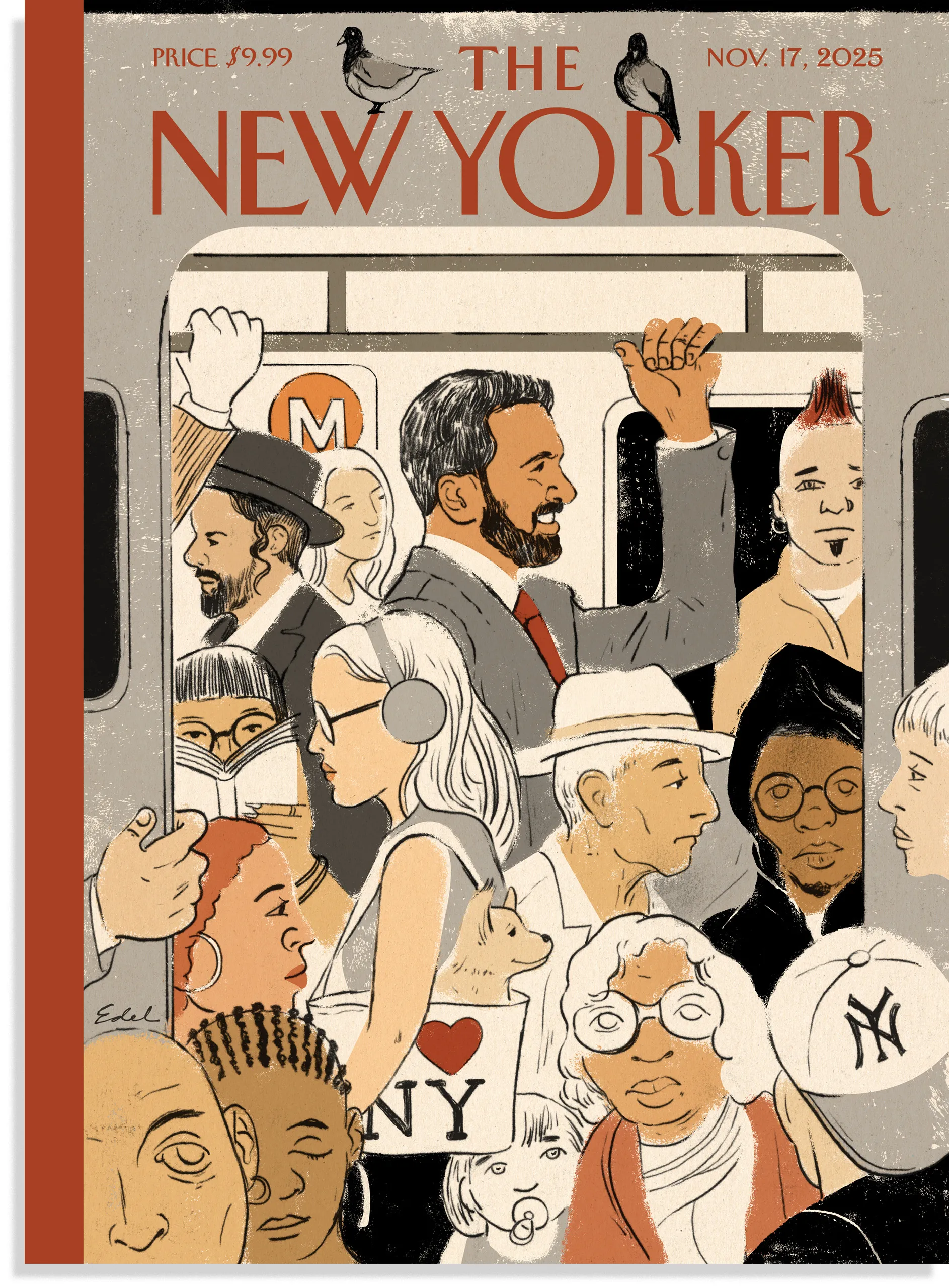 横長ヴィンテージミラー NEW YORKER Legendk New Yorker Magazine Cover Only November 17 1980 Mihaesco Man