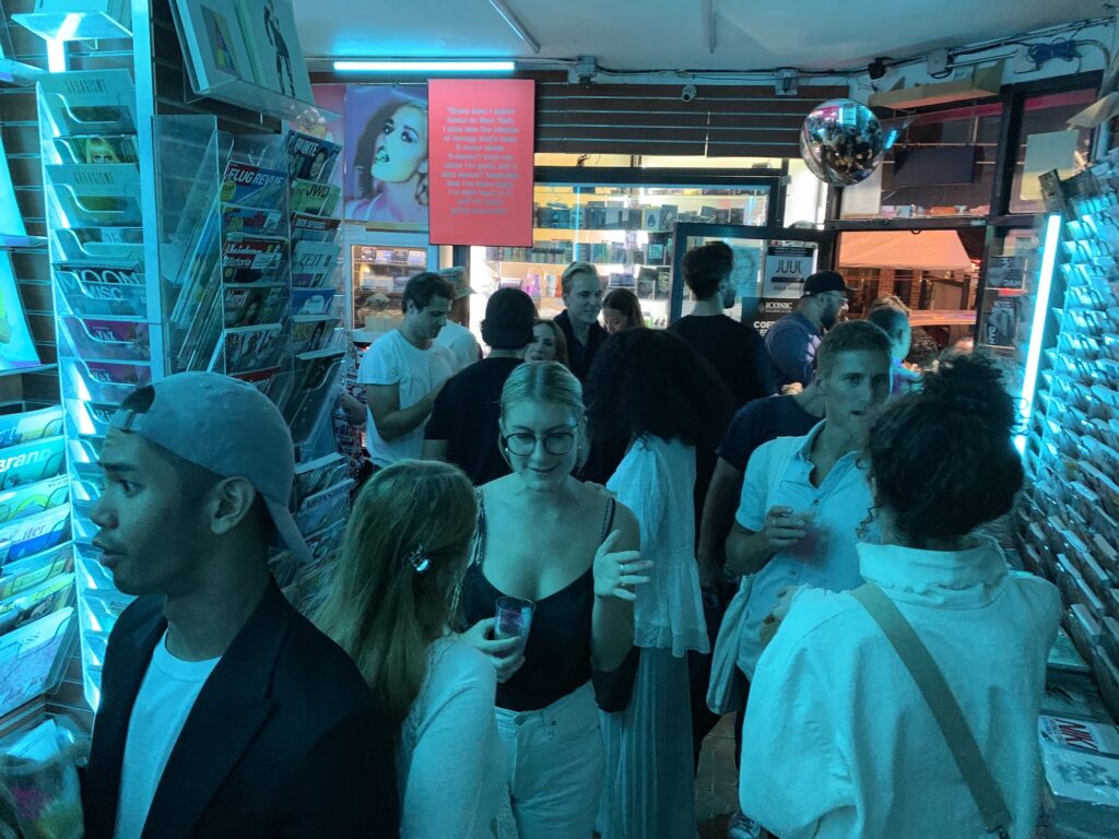 Guests gathered between the magazine racks during AriZona’s New York Fashion Week launch